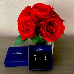 SWAROVSKI CRYSTAL LIFELONG HEART DROP EARRINGS.